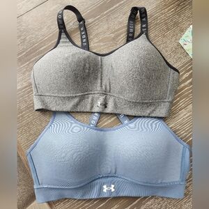 New Under Armour Women's Heather Gray and Slate Blue Sports Bras Sz M